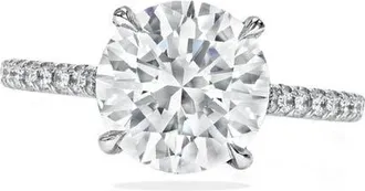 Allurez Round Brilliant Cut Lab Diamond Solitaire Engagement Ring 14K in 3.50Ct/white Gold at Nordstrom, Size 5.5