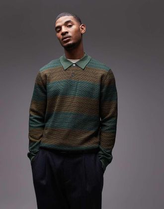 Paul Smith Maglione lavorato a righe verdi e marroni-Multicolore