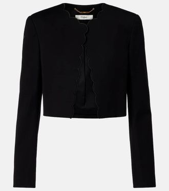 Chloé Chloé Scalloped cropped cotton velvet jacket