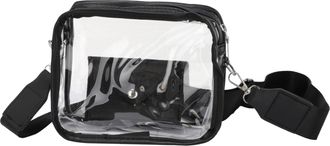 Generic Clear Crossbody Satchel Purse Handbag Stadium Approved Vegan Leather Concert Bag For Women And Cute Shoulder Bag (Black, One Size)