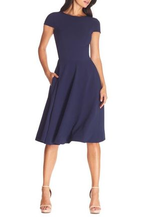 Dress The Population Livia Fit & Flare Dress in Midnight at Nordstrom, Size Xx-Small