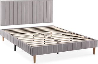 HOMN Base tapizada + cabecero 140x200 cm gris claro