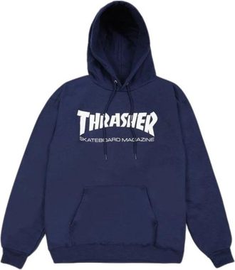 Thrasher Navy/White Skatemag Hood Sweatshirt met Lange Mouwen - Heren - Hoodies - Blauw - XL - Katoen - Hoodies & sweatvesten