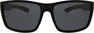 Hurley 52mm Beveled Polarized Rectangular Wrap Sunglasses in Matte Black at Nordstrom Rack