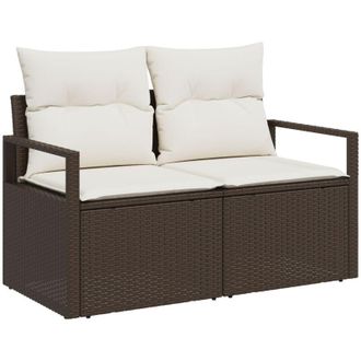 vidaXL Sof&aacute; De Jard&iacute;n Con Coj&iacute;n Marr&oacute;n 120 X 62 X 69cm Rat&aacute;n Sint&eacute;tico Vidaxl