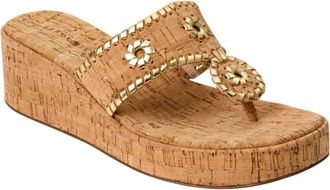 Jack Rogers Womens Mid-Wedge Sandals In Cork/gold