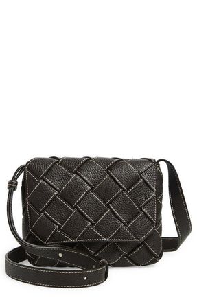 Bottega Veneta Topstitched Intreccciato Leather Messenger Bag in 2314 Fondant-Natural-Silver at Nordstrom