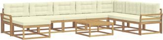 vidaXL Conjunto De Sof&aacute;s De Exterior 9 Uds. Blanco Y Crema Vidaxl