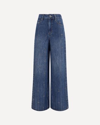 Self Portrait Crystal-striped Jeans Female 25