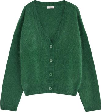 Dorothee Schumacher Fluffy Statements Brushed Wool-blend Cardigan - Green - 5 (XL)