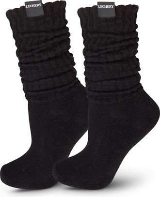 Lechery Gender Inclusive Scrunch Crew Socks in Black at Nordstrom