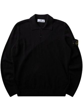 Stone Island Polo Collar Knit Sweater with Ribbed Details
