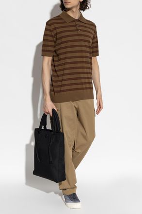 Moncler Polo With Logo Patch, Mens, Brown