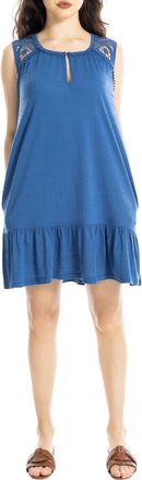 Max Studio Lace Trim Sleeveless Trapeze Dress in Cobalt-Cobalt at Nordstrom Rack, Size X-Small