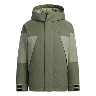 adidas Mens adidas Cb Bos Logo Jkt Outdoor Colorblock Sports With Down Feather Military Green Jacket H23090