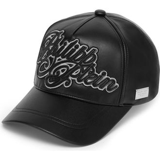 Philipp Plein Eco Leather Cap Signature Unisex in Black at Nordstrom, Size 00