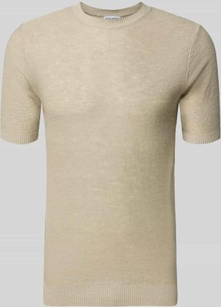 Antony Morato Slim Fit T-Shirt aus Leinen-Mix in Strick-Optik in Beige, Gr&ouml;&szlig;e XXL