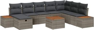 vidaXL Conjunto De Sof&aacute; De Jard&iacute;n 9 Pcs Gris 55 X 62 X 69 Cm Polirat&aacute;n Vidaxl