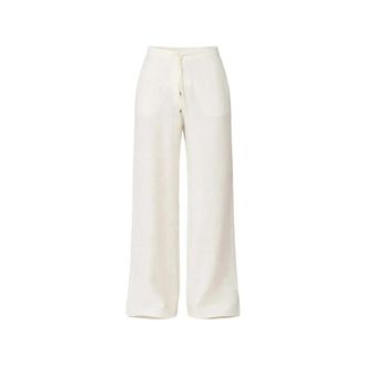 Max Mara Wide Trousers, female, White, Size: XS Linen Twill Trousers
