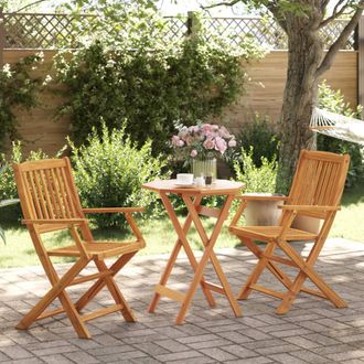vidaXL Juego Bistr&oacute; Pleglable 3 Piezas Madera Maciza Acacia Vidaxl