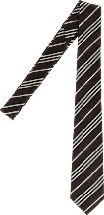 Saint Laurent Cravate Rayures Necktie - Brown
