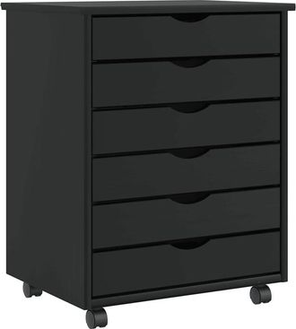 vidaXL Vidaxl - Rolling Cabinet with Drawers moss Black Solid Wood Pine