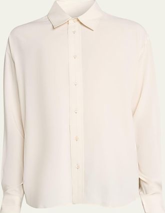 Christophe Lemaire Mens Viscose and Wool Relaxed-Fit Button-Down Shirt