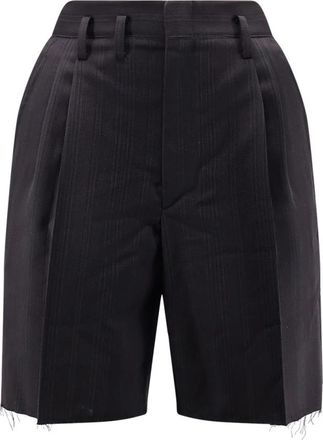 Maison Margiela Zwarte Wollen Shorts Haaksluiting - Dames - Korte Broeken - Zwart - XS - Wol - Korte Broeken