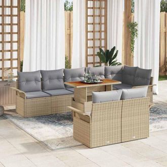 vidaXL Conjunto De Sof&aacute; De Jard&iacute;n Con Coj&iacute;n 9 Pcs Beige Y Gris Claro Vidaxl