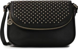 Kazar Leren schoudertas met decoratieve klep - Dames - Schoudertassen - Zwart - ONE Size - Leer - Tassen