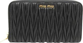 Miu Miu Pre-owned Matelasse 5M0506 Lange portemonnee (bi-fold) - Dames - Vintage Accessoires - Zwart - ONE Size - Leer - Vintage