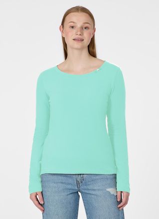 Ragwear Langarmshirt RAGWEAR FLLORAH LONG GOTS, Damen, Gr. XXL, lagoon gr&uuml;n, Jersey, Obermaterial: 100% Baumwolle, unifarben, normal, Rundhals, Shirts Langarm
