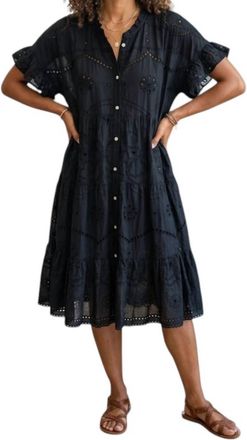 Rubyyaya Rose Button Down Dress In Black