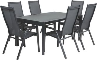 ED&Egrave;N JARD&Iacute; Conjunto de mesas y sillas para jard&iacute;n mesa extensible a 210 antracita