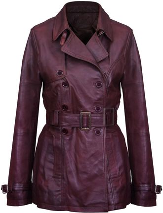 Infinity Leather Womens Mid Length Trench Coat -Oakham - Brown Lamb Leather - Size 12 UK