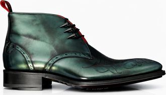 Jeffery West Mens Moon Eye Peacock Chukka Boot - Green Leather - Size UK 8.5