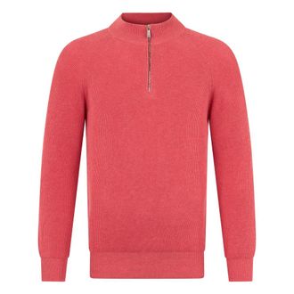 Moorer V-neck Knitwear, male, Red, Size: 3XL Half-zip Sweater