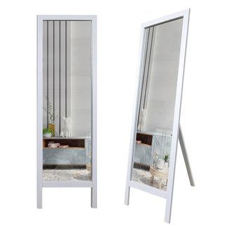 Dmora Espejo Crea, Forma Rectangular, Tipo De Piso, Estructura Transparente, 45x145h Cm Blanco