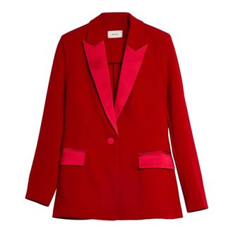 Vicolo Jassen, Dames, Rood, M, Satijn, Single-breasted jas met satijndetails