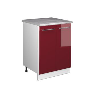 Vicco Mueble Bajo Para Fregadero Fame-line, Rojo Burdeos Alto Brillo/blanco, 60 Cm, Vicco