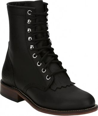 Justin Womens Mckean 7 Roper Toe Boot In Black Water Buffalo