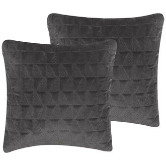 Beliani Beliani - Conjunto De 2 Cojines De Algod&oacute;n Gris 45 X 45 Cm Sala De Estar Dormitorio Moderno Lalam