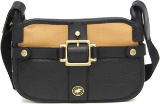 Hunting World Camel Leather Canvas Shoulder Bag (Pre-Owned)