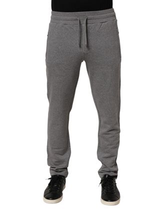 Dolce & Gabbana Mens Drawstring Waistband Joggers - Grey Cotton - Size EU 44 (Mens)
