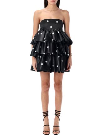 Rotate Satin Ruffled Mini Dress