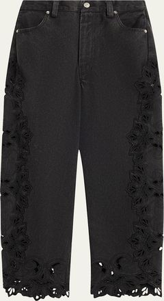 Sea New York Cavina Embroidered Crop Barrel Jeans