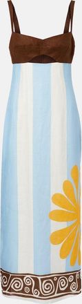 Cala de la Cruz Nara cutout striped linen midi dress