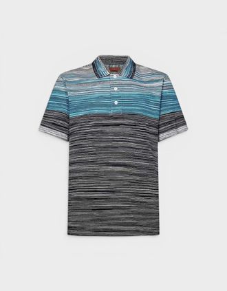 Missoni Mens Space Dye Short Sleeve Polo Shirt - Size: 40