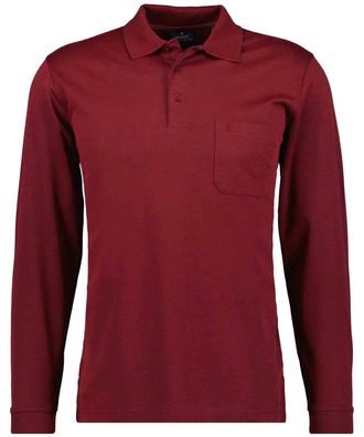 Ragman Mens Long-Sleeved Poloshirt Soft Knit - red