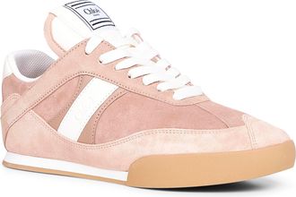 Chlo&eacute; Womens Pink Kick Sneakers Cowhide Trainers